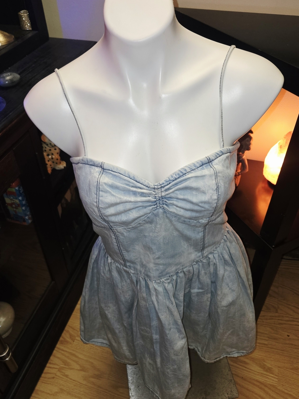 Flared denim mini skater dress